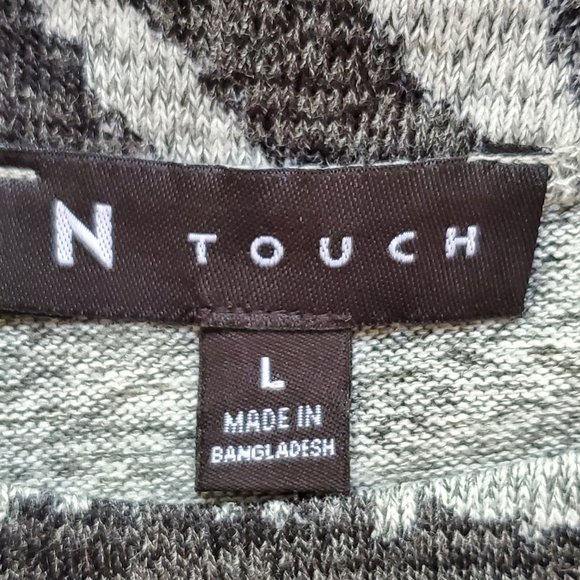 N Touch Black Gray Patchwork Variegated Striped Pattern Knit Sweater Top, Size L - Picture 11 of 13